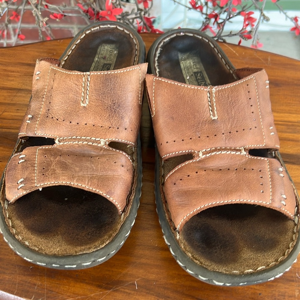 Josef Seibel Leather Slides Size 44